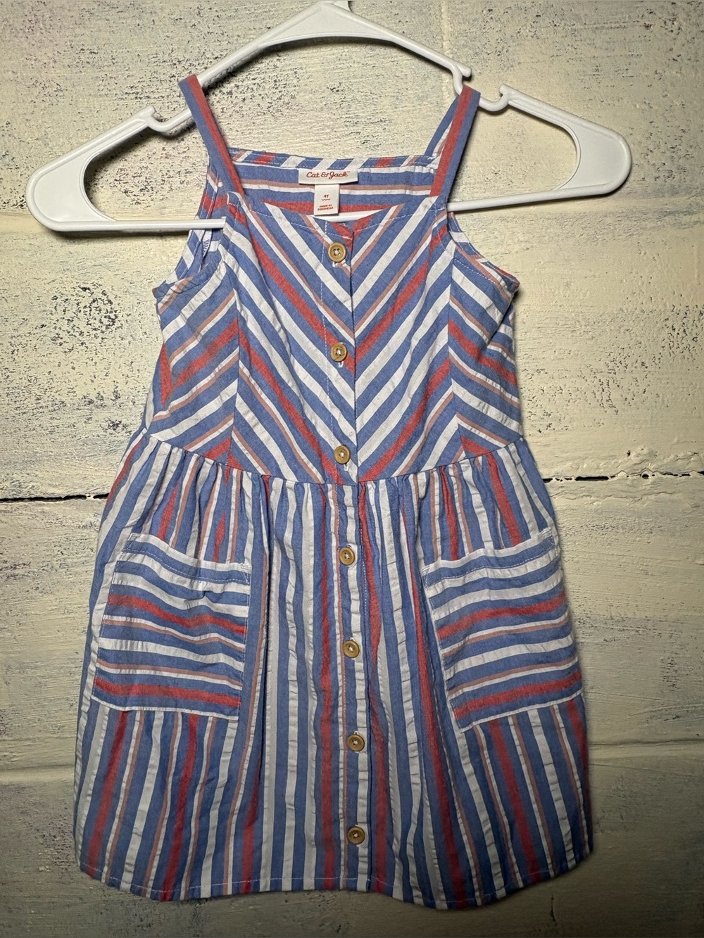 Cat & Jack Toddler Girls’ Striped Button-Front Tank Top Dress - Size 4T